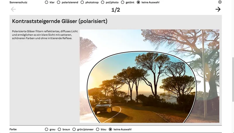 Beratungsboard - Optiker Verkaufstool