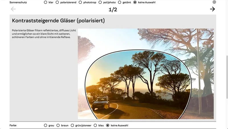 Beratungsboard - Optiker Verkaufstool