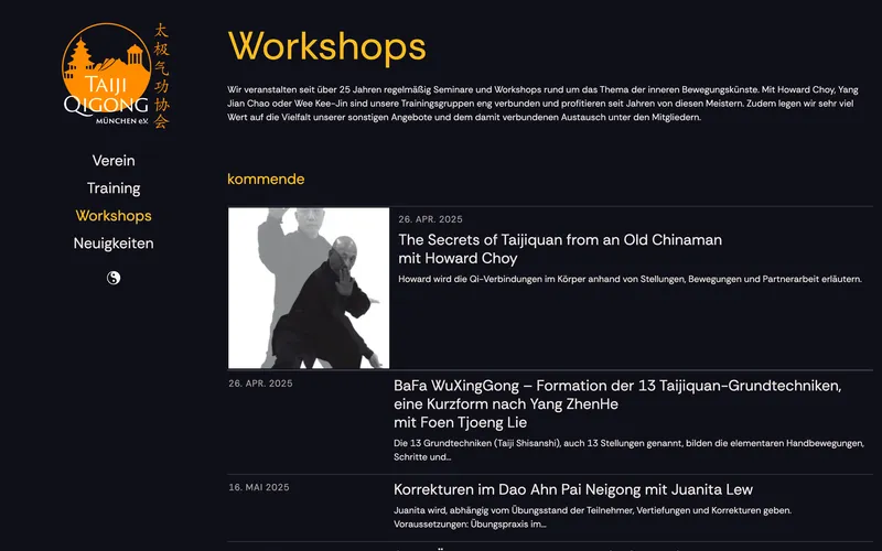Taiji Qigong München e.V. Website Workshops