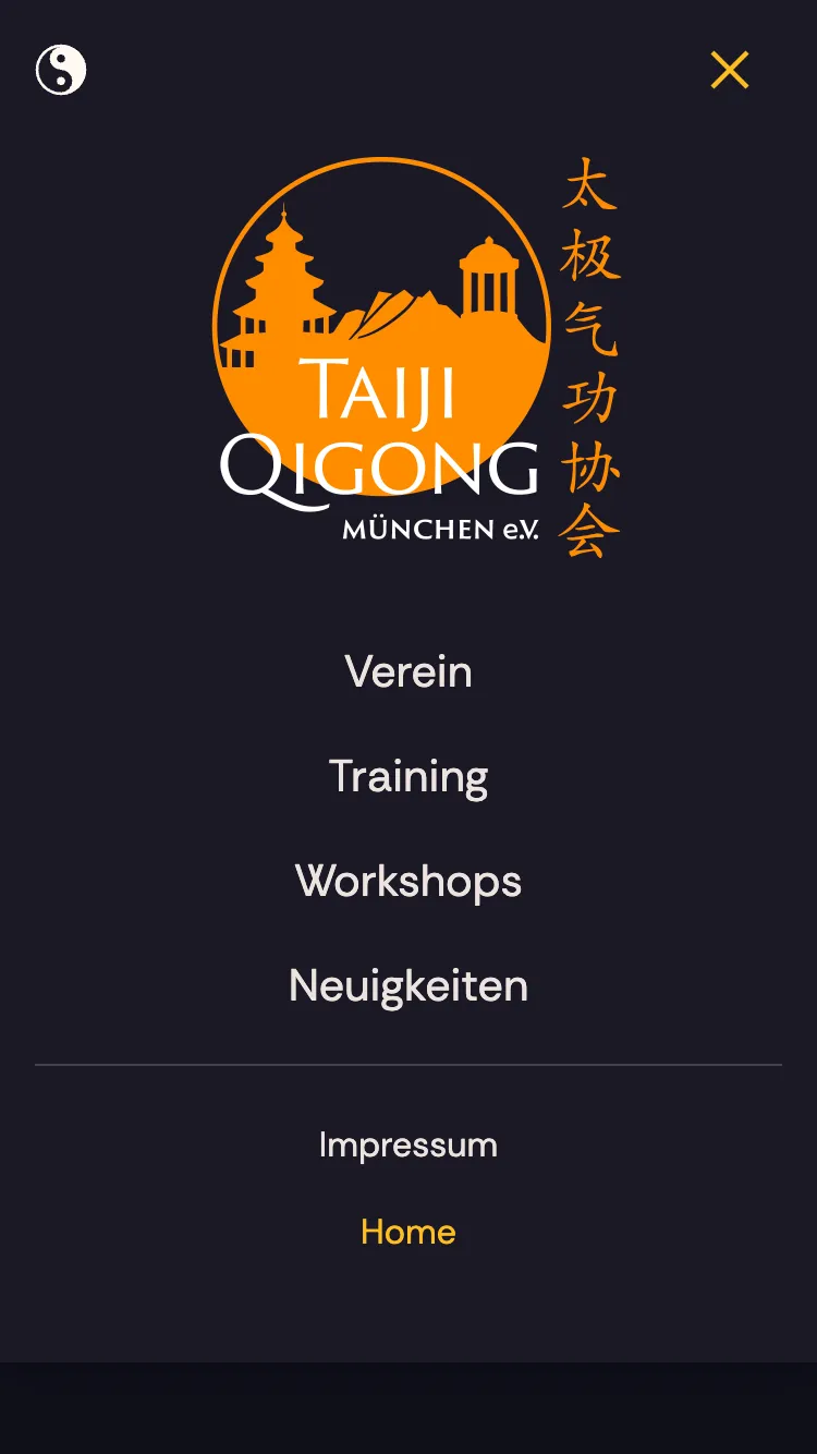 Taiji Qigong München e.V. Website dunkles Farbschema